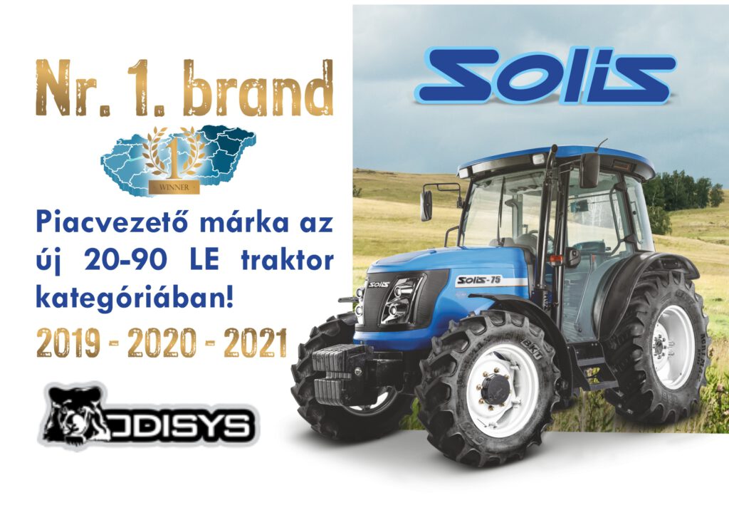 Solis a piacvezető az új 20-90 Le traktorok közt, immáron 3. éve!